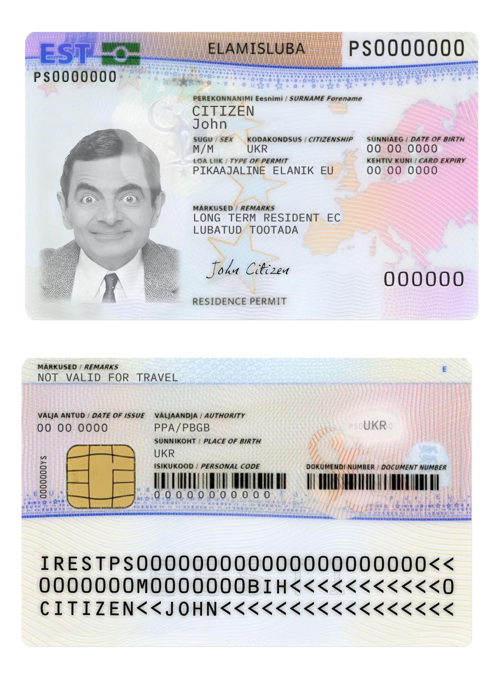 Carte de permis de séjour en Estonie